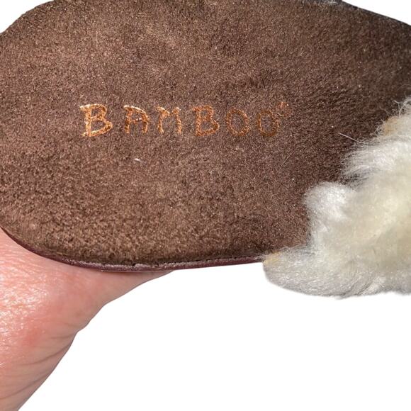 Brown Faux Suede Heeled Clogs With Faux Fur Trim Size 8.5 - Picture 7 of 12